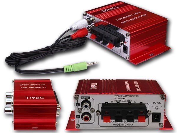 Mini-Endstufe Verstärker mit 12V/1,5A Netzteil Hausstrom Netzversorgung ROT Modell: EN4R-NT6 Mini-Endstufe Verstärker mit 12V/1,5A Netzteil Hausstrom Netzversorgung ROT Modell: EN4R-NT6