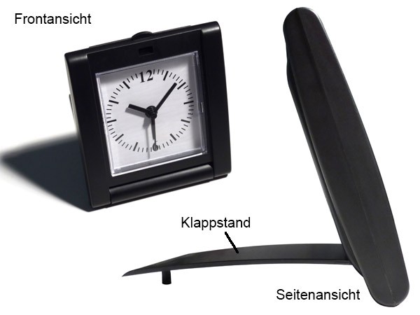 Wecker Analog Uhr m. Alarm Reisewecker klappbar Tischwecker Tischuhr Reiseuhr schwarz Modell: RW1 Wecker Analog Uhr m. Alarm Reisewecker klappbar Tischwecker Tischuhr Reiseuhr schwarz Modell: RW1