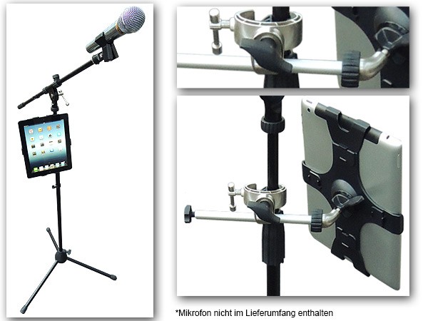 Halterung+Mikrofonständer (passend für iPad 1.,2.,3, 4te Gen.) iPad Halter+Stativ Modell: IP2-MS4- Halterung+Mikrofonständer (passend für iPad 1.,2.,3, 4te Gen.) iPad Halter+Stativ Modell: IP2-MS4-
