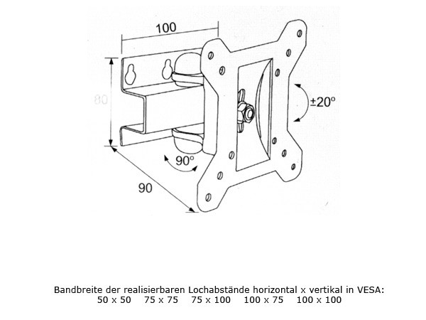 Wandhalterung Monitor LED LCD Plasma 20 22 24 26 30 32 37 Zoll neigbar schwenkbar Modell: L59S Wandhalterung Monitor LED LCD Plasma 20 22 24 26 30 32 37 Zoll neigbar schwenkbar Modell: L59S