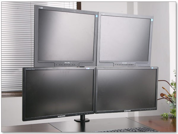 Vierfach Monitor Tischhalterung Halterung für 4 LCD LED TFT TV/PC Bildschirme VESA 75 100 Modell: LT6 Vierfach Monitor Tischhalterung Halterung für 4 LCD LED TFT TV/PC Bildschirme VESA 75 100 Modell: LT6